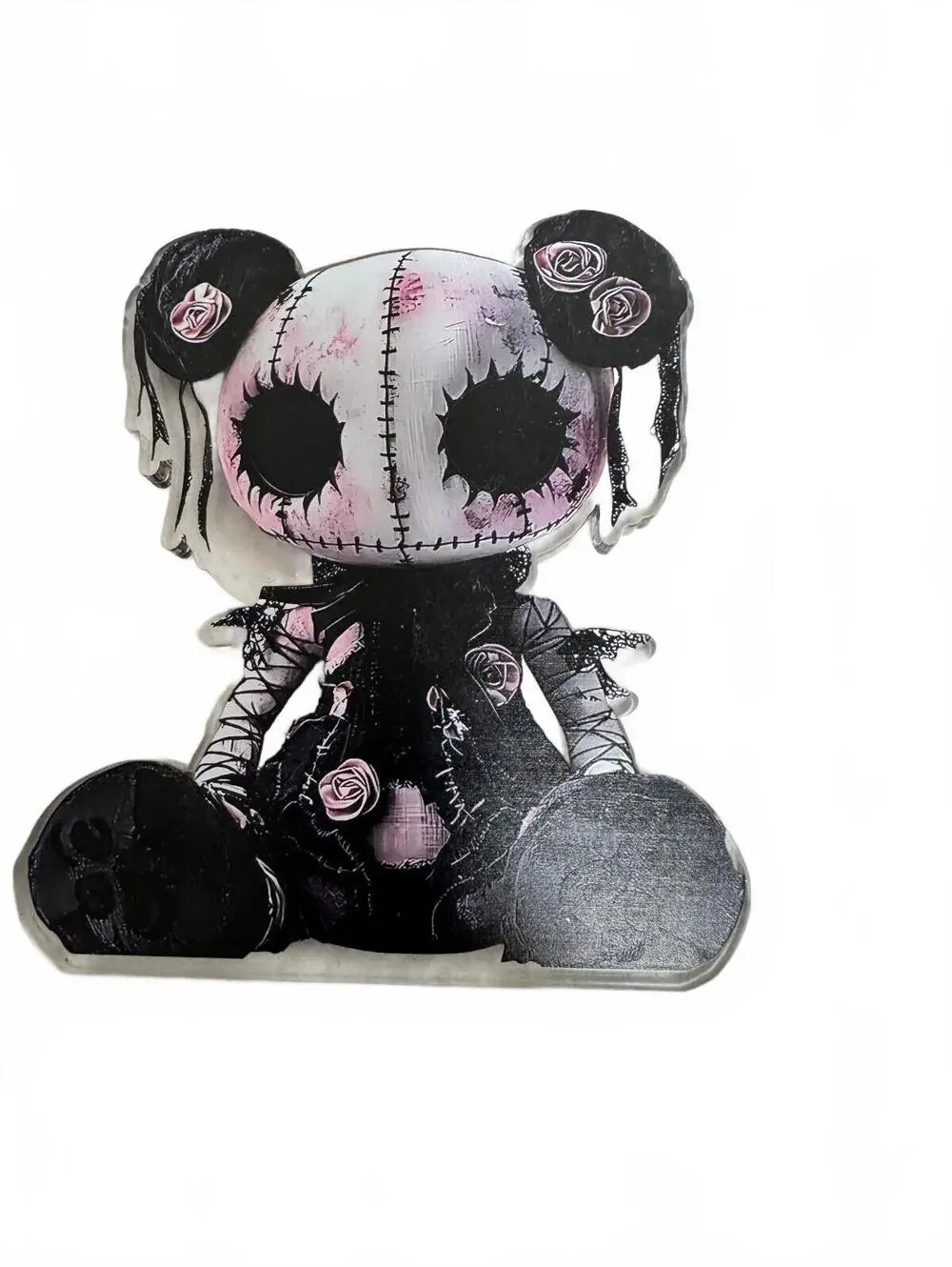 Goth Voodoo Rag Doll Flat Acrylic Flatback Figure Planar Resin Decor 5.25 Inch